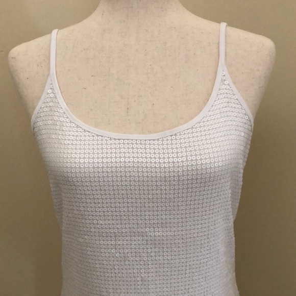 Michael Kors. White Sequenced Spaghetti Strap Tank. Medium. - Picture 2 of 10